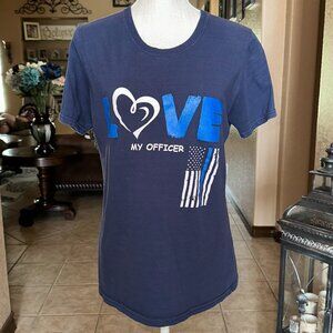 I Love My Officer T-Shirt w/Thin Blue Line Flag